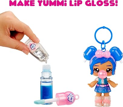 Yummiland x Licensed Sweets Lip Gloss Doll: Blow Pop - Lulu Raspberry - Includes 1 Doll, DIY Lip Gloss + Removable Keychain, Cosmetic Play, Collectible, Suitable for Children Ages 4+