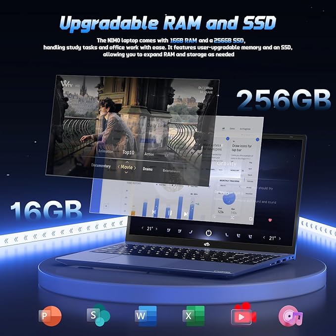 NIMO 15.6" FHD Laptop 16GB RAM 256GB SSD Teclado Retroiluminado miniatura 2