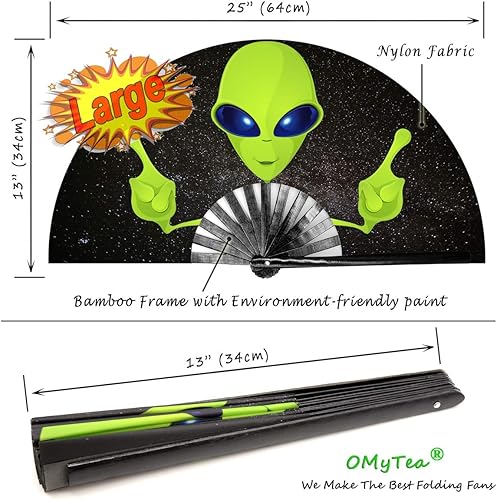 Miniatura 5 de OMyTea Pride Rainbow Fan - Ventilador de mano plegable grande para hombres y mujeres, para EDM, festival de música, club, evento, fiesta, baile,