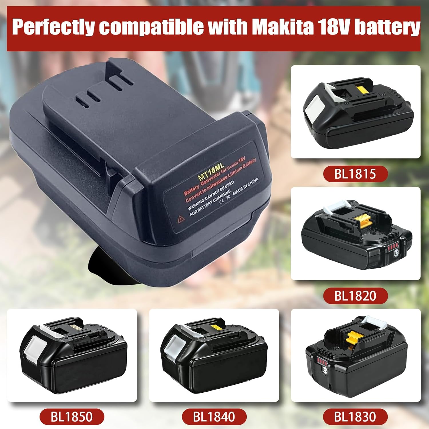 UNIKI Battery Adapter for makita 18V Battery to for Milwaukee Tool，Fit for makita 18V Lithium Batteries, Work for Milwaukee M18 18V MAX Cordless Tool