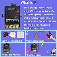 Vista 2 de Interruptor remoto inalámbrico con 328 pies de largo alcance, CC 12V/24V/48V/72V Clasificación de corriente 30A, interruptor de control remoto de 12