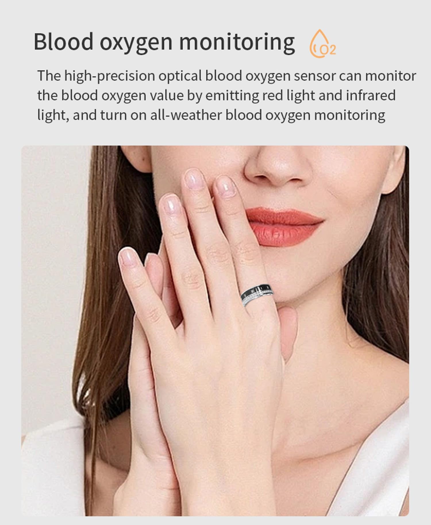 Anillo inteligente, anillo inteligente de salud para mujeres y hombres, IP68, rastreador de fitness, con monitor de frecuencia cardíaca, presión arterial, oxígeno, podómetro, contador de