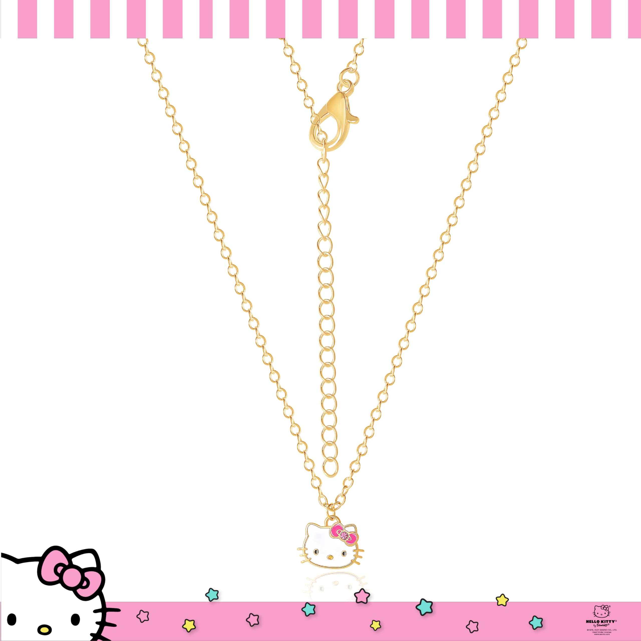 Hello Kitty Sanrio Womens Mother Daughter Necklace Set for 2 Official License, Flash-Plated Necklaces 16"+2"