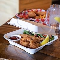 Vista 5 de Eco-Products - Recipientes compostables Vanguard de 9 pulgadas, caja de 200 unidades, 3 compartimentos, caja cuadrada de alimentos para llevar