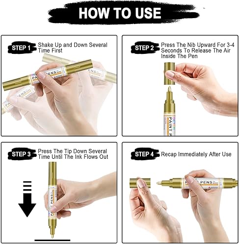 Miniatura 2 de 4 Count Dual Tip Oil Based White Black Paint Markers Paint Pens(0.7mm & 3mm), Permanent Paint Marker, Waterproof, Quick Dry, for Rock Painting,