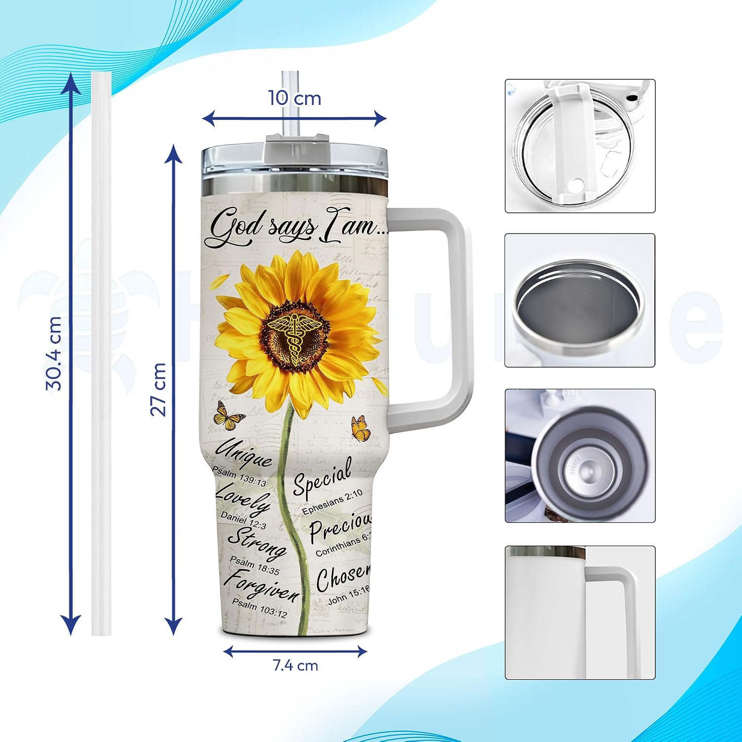Hyturtle Personalized Nurse Gifts For Women Tumbler 40oz with Handle and Straw - Stainless Steel Travel Coffee Cup With Lid - Nurse Graduation Gifts, Nursing Students On Birthday Christmas
