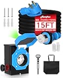 Marsflex 15FT 50 Amp Generator Cord and Power Inlet Box Kit, Pre-Drilled Inlet Box with NEMA 14-50P / SS2-50R Generator Cord, for 125/250 Volt 12500 Watts, Weatherproof Outdoor to House, ETL Listed