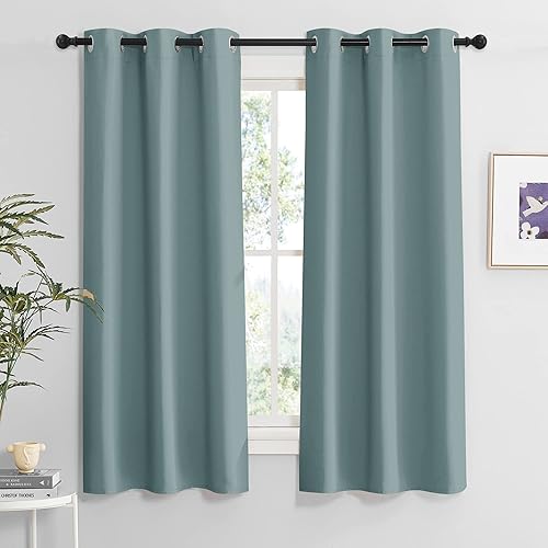Miniatura 260 de RYB HOME Juego de 2 paneles de cortinas opacas grises de 63 pulgadas de largo, cortinas sólidas resistentes para oscurecer la habitación