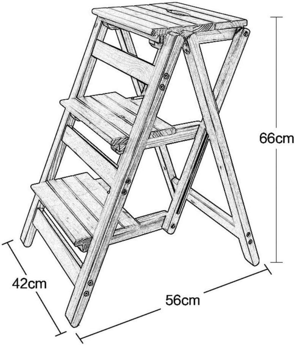 Folding Steps Solid Wood Ladder Stool Library Step Stool Multifunctional Wooden Kitchen Office Use Ladder Chair