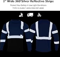 Vista 6 de VENDACE Camisetas de seguridad reflectantes de alta visibilidad con manga larga ANSI Clase 3 Hi Vis para trabajo en construcción, camisetas