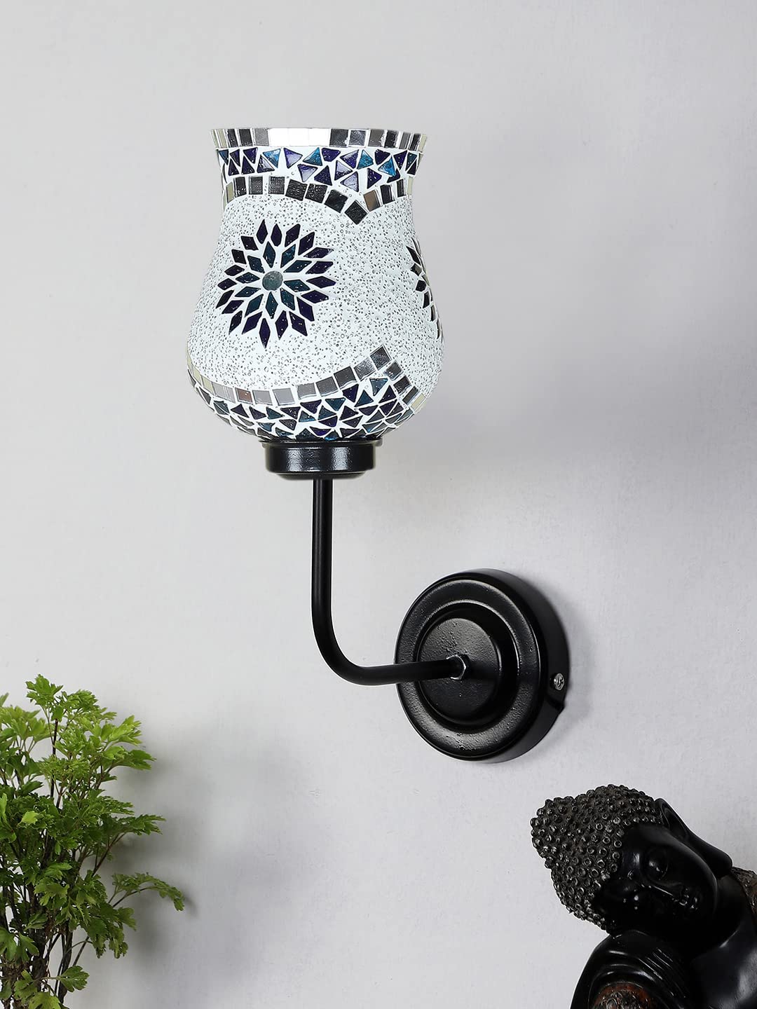 Devansh Iron Wall Lamp, Wall Decor, Wall Hanging Wood Light lamp,Vintage Wall Lamps, Industrial Wall Lights Decorative Home, Living Room, Indoor Outdoor Lighting- Mosaic Glass (Multicolor)-P