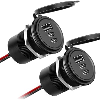 Aluminium USB C Steckdose 12V Wohnmobil Auto Einbau Buchse 12 Volt 2 x USB-C & USB-A f r Boot Wohnwagen Camper LKW 2 St ck