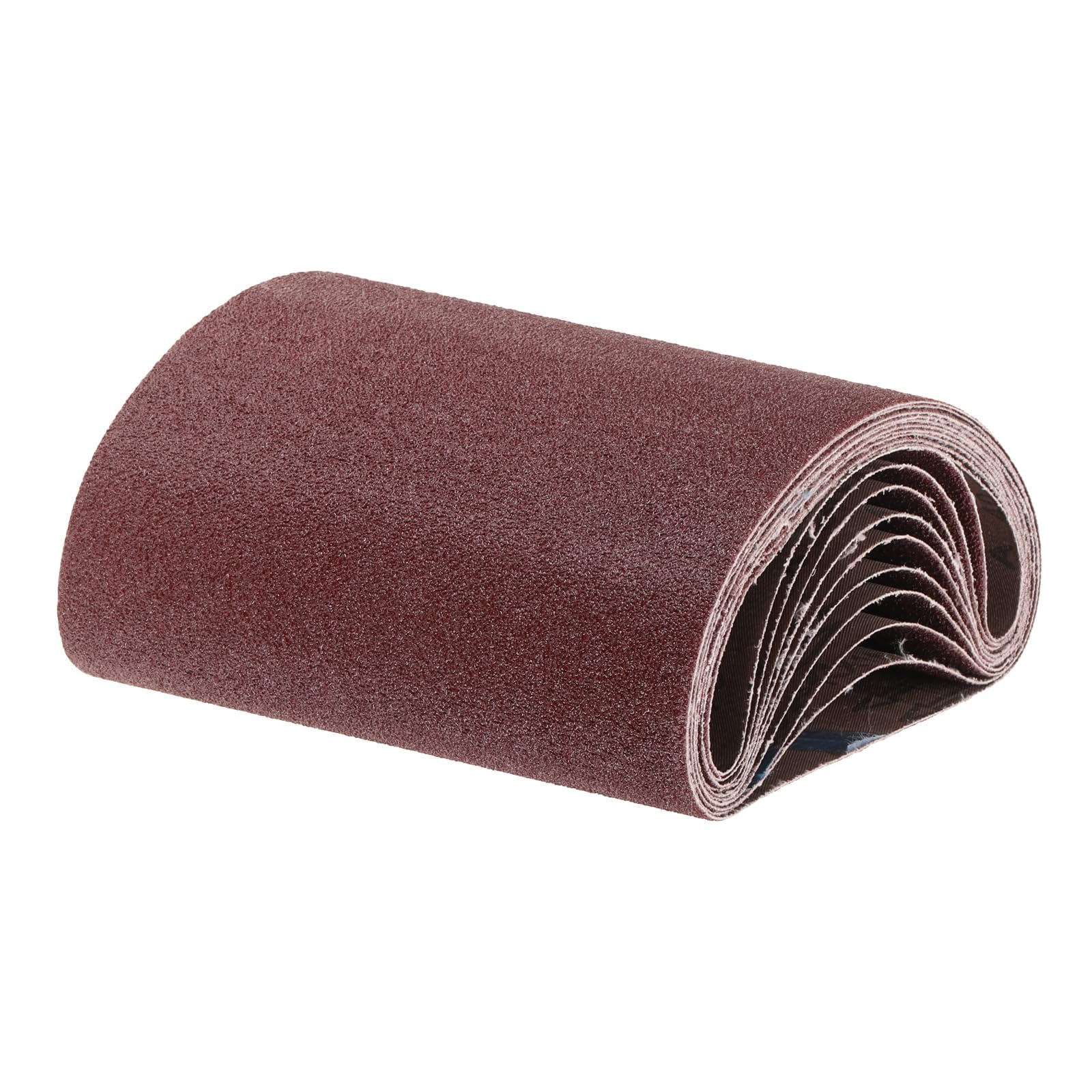 uxcell 10 bandas de lijado de 8 x 19 pulgadas, grano 40, óxido de aluminio, lijadora, papel de lija para pulir madera y metal, color marrón rojizo