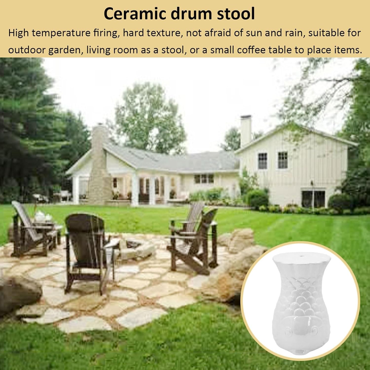 Decorative garden stools, Decorative Ceramic Garden Stool, Glazed Carp-shaped Shoe Changing Stool Drum Stool, Suitable for Outdoor Garden, Living Room, Terrace, Etc.