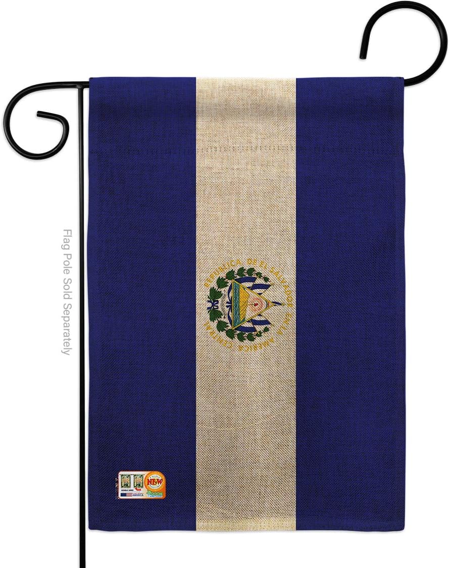 El Salvador Burlap Garden Flag Nationality Nation International World Country Particular Area Small Decorative Gift Yard House Banner Double-Sided Made In USA 13 X 18.5