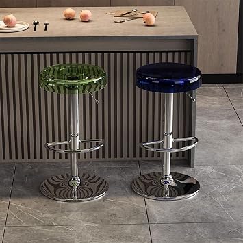 Breakfast Swivel Adjustable Bar Stools, Kitchen Chairs No Backs, Premium Plastic Material and SGS-certified Gas Struts, for Kitchen Dining Room, 62-82cm(24.5-32.3