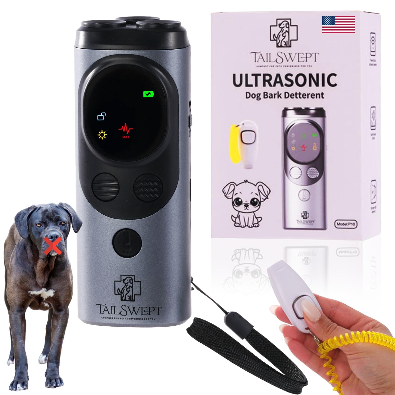 Juego de dispositivos disuasorios de ladridos de perros 2 en 1 – Dispositivo anti ladridos para perros + silbato ultrasónico para perros + entrenador de clicker – Silenciador de ladridos