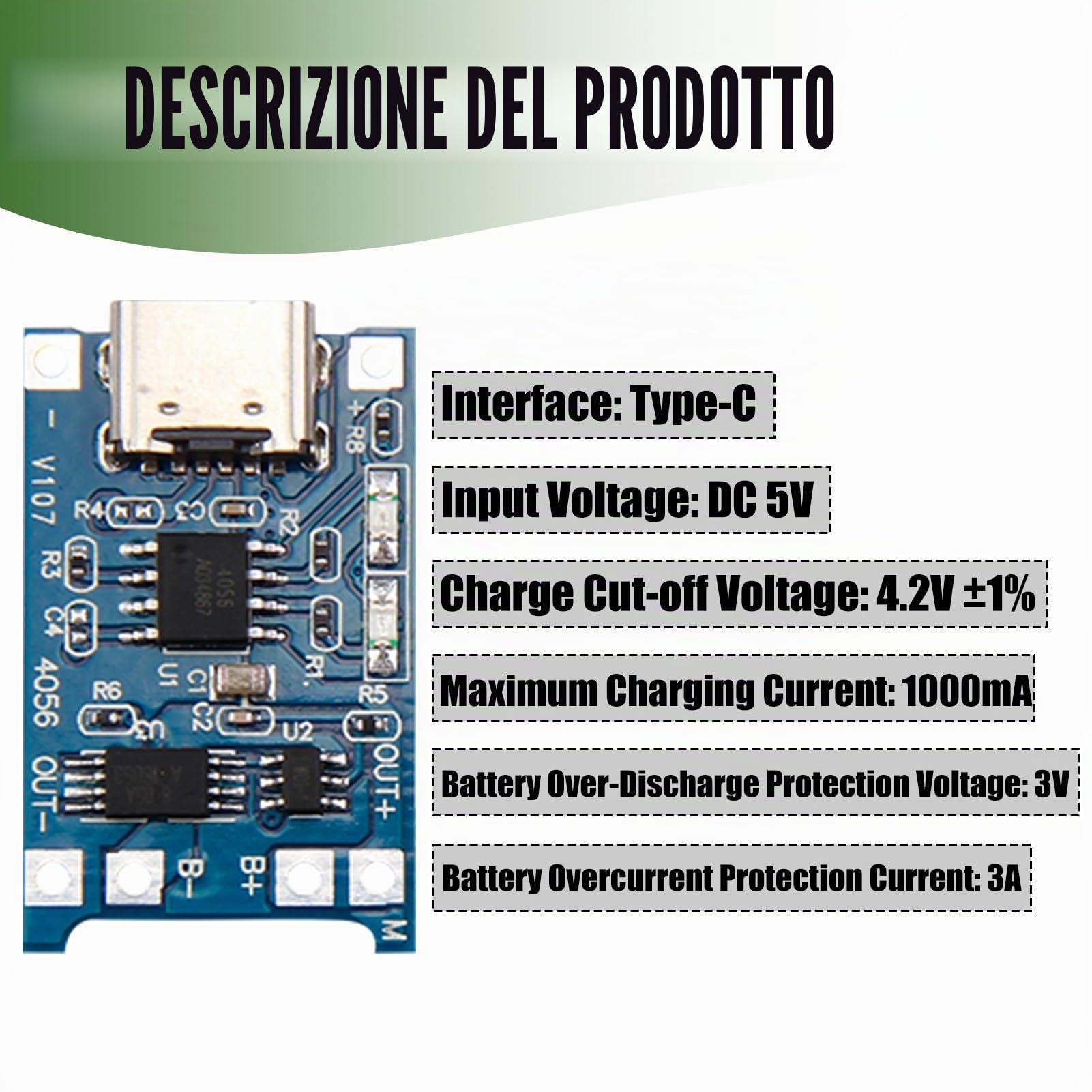 Porta Batterie 3.7V 18650 Custodia Plastica con Slot Singolo + 10 Moduli Caricabatterie USB Tipo-C 5V 1A, Custodie e Cavi Inclusi