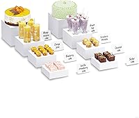 Vista 11 de Elevadores para buffet con mini letreros, elevadores de comida para mesa de buffet, soporte de exhibición para postres de catering, cajas acrílicas