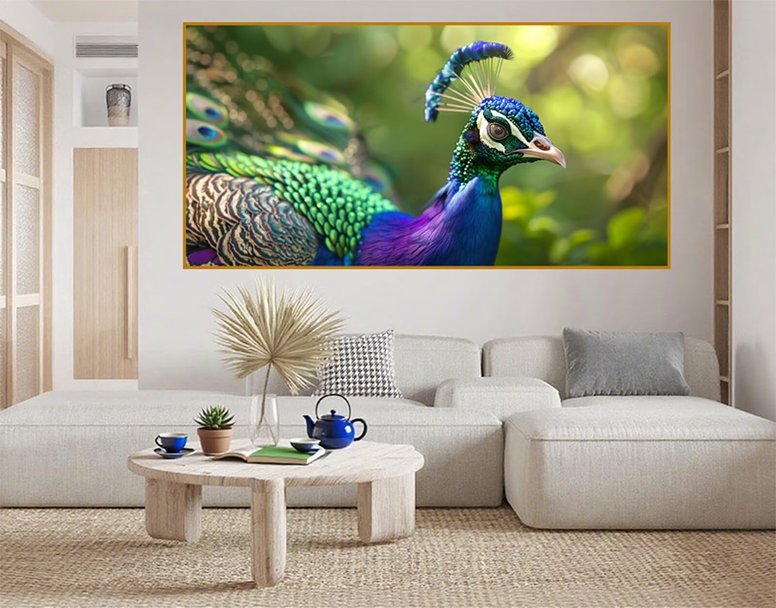 Diamentowe malowanie dla dorosłych, 5D diamentowe malowanie paw dziecko zwierzę, haft diamentowy DIY duży rozmiar 70 x 140 cm, kreatywne hobby dla dorosłych, dekoracja pokoju, prezenty dla kobiet G2