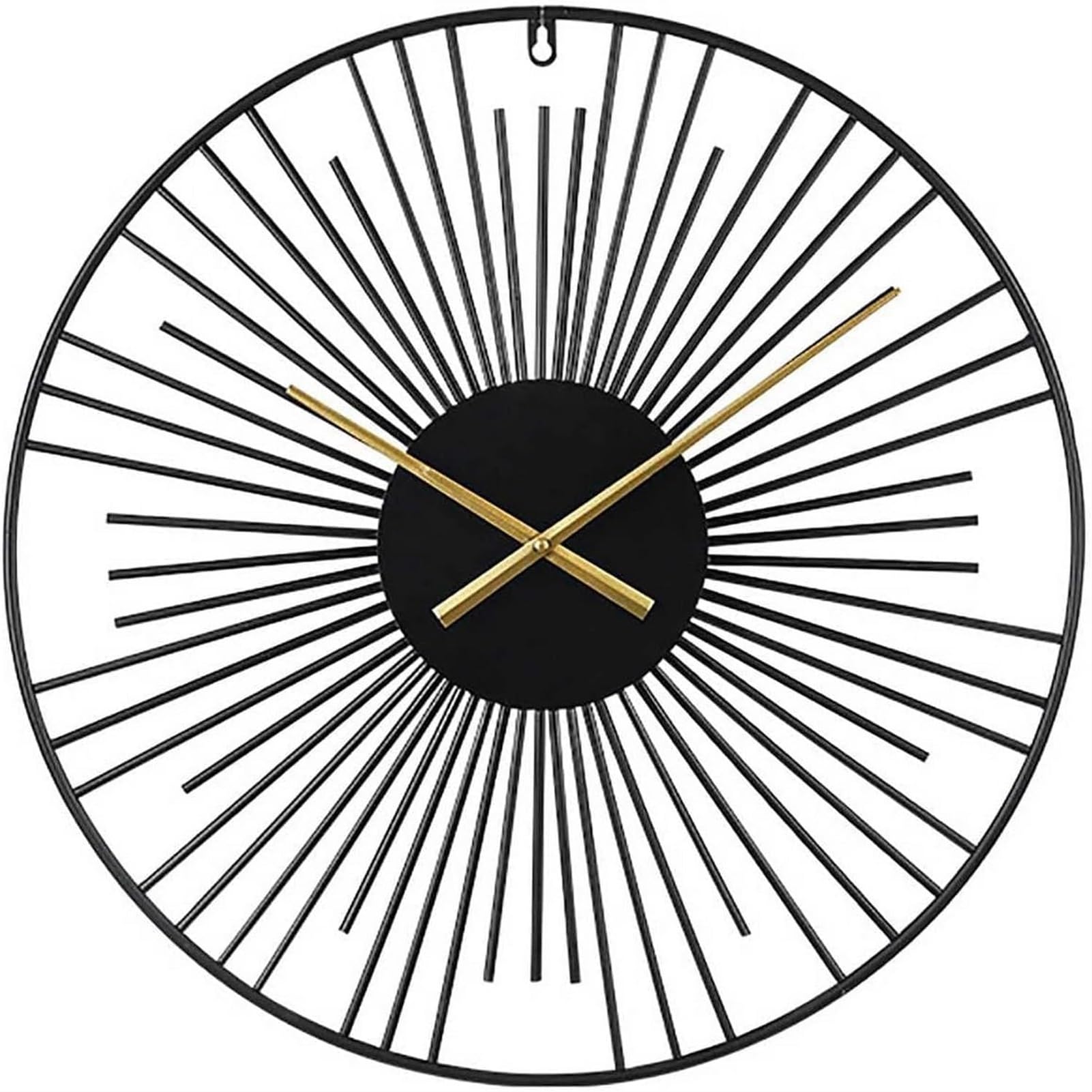 Horloge murale art moderne ronde en métal noir silencieuse grande taille