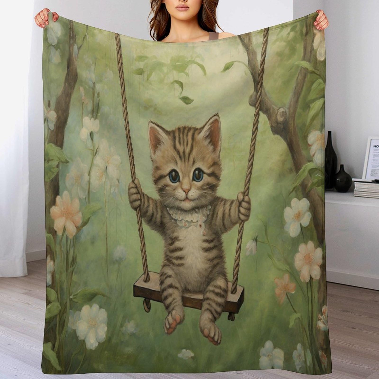 Manta de gato para cama y tardes de películas en el salón