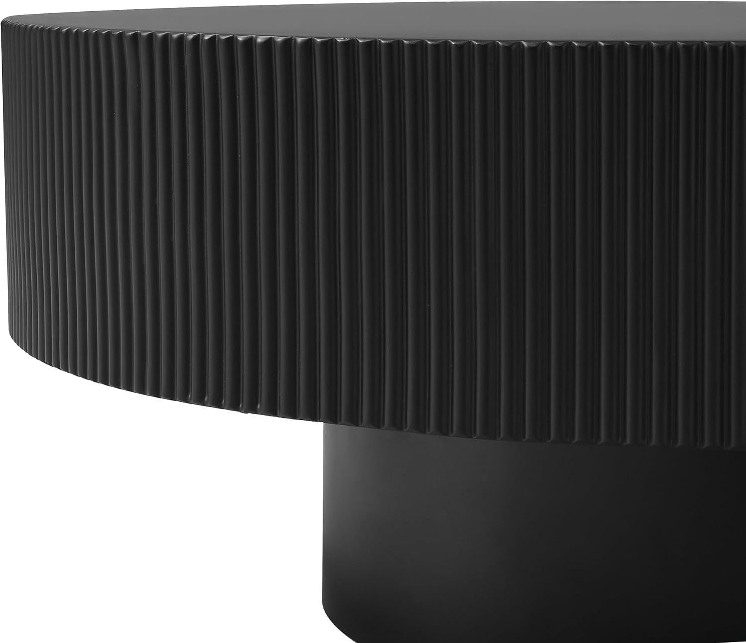 Black Round Coffee Table 31.5'' Contemporary Modern Circle Coffee Table Pedestal Center Table Wood Accent Tea Table for Living Room Apartment