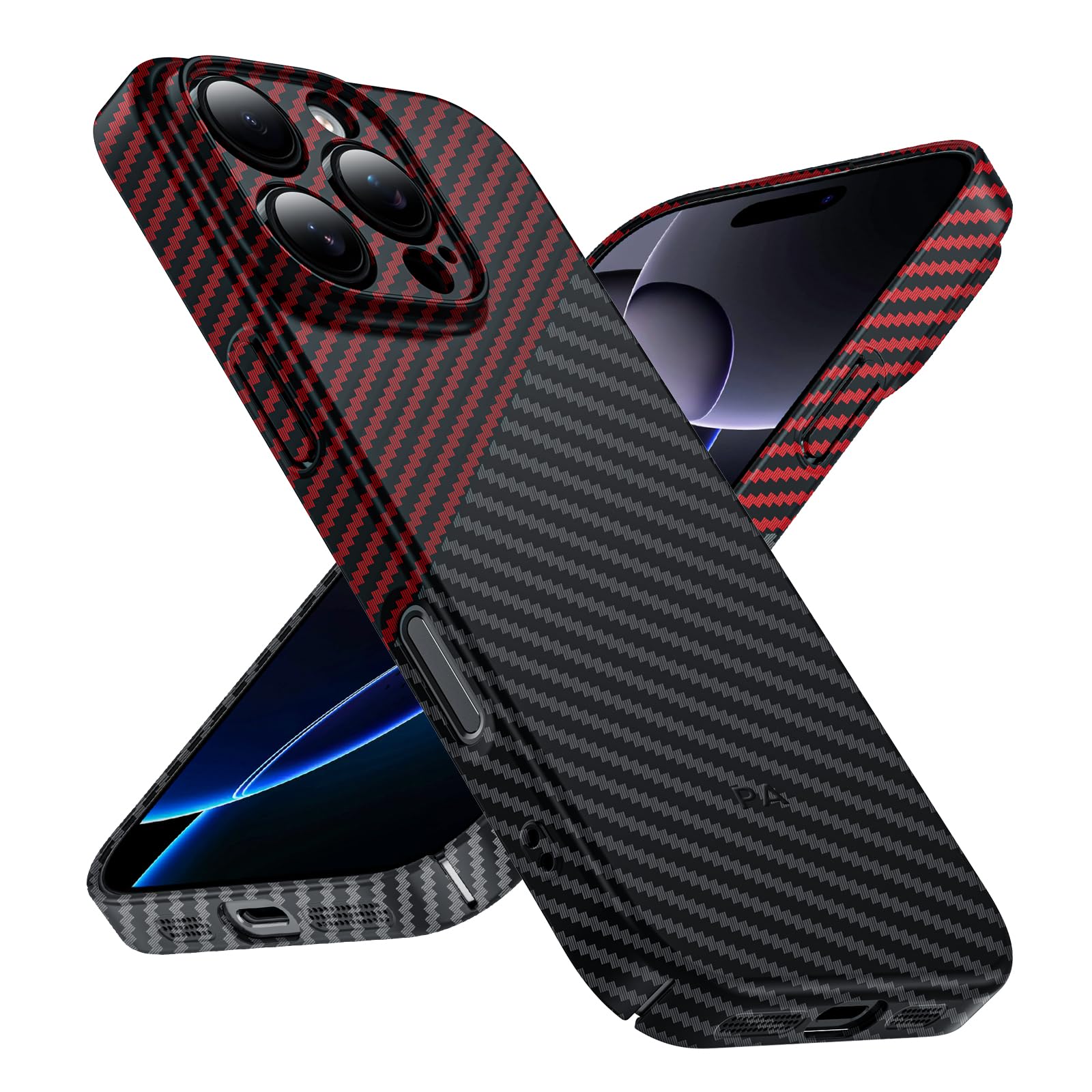 Phoneaura Schutzhülle FÜR iPhone 16 Pro Max Hülle Carbon Optik kompatibel mit MAGSAFE I 16 Carbonhülle I iPhone 16 Pro Case [flaches Design+ Carbon Optik+ 2 Schutzgläser inklusive]