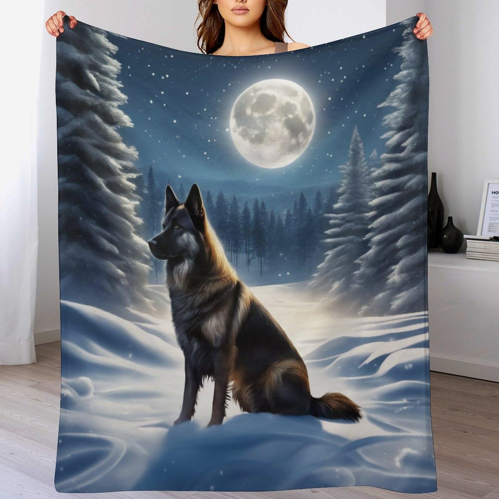 Couverture polaire loup haut de gamme en flannel isolante et finitions soignées 150x200