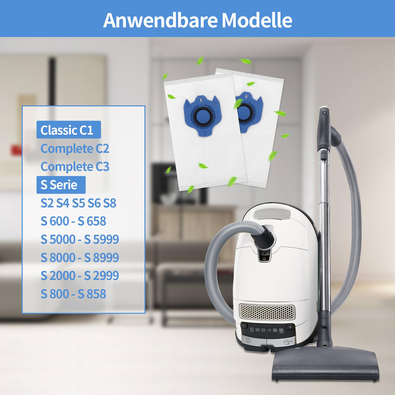 Sacchetti per aspirapolvere 12 GN, compatibili con le serie Miele Hyclean Pure 3D Classic C1 Complete C2 C3, S2 S4 S5 S6 S8, con 8 filtri | Leroy Merlin