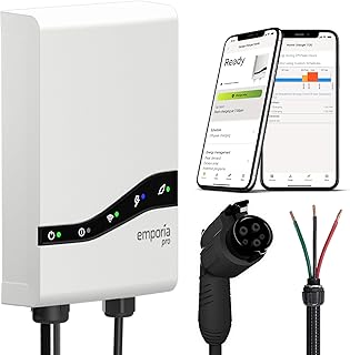 EMPORIA Pro Level 2 EV Charger with PowerSmart - 48 amp Fast EV Charger for Home with Hardwire and J1772 Connector - 240v Electric Vehicle Charging Station and 25' EV Charging Cable