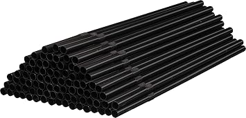 [500 Pack] Black Flexible Plastic Drinking Straws Disposable Straw 8'' inches Tall
