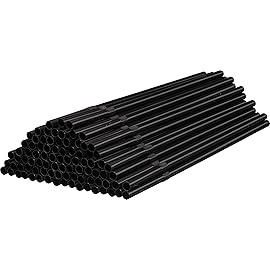 [500 Pack] Black Flexible Plastic Drinking Straws Disposable Straw 8\'\' inches Tall