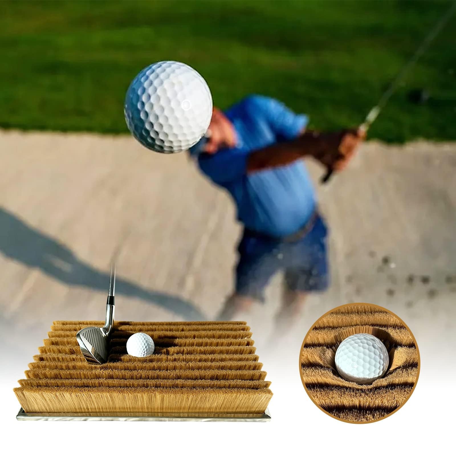 Alfombrilla de golf para práctica de búnker, simulador de entrenamiento de swing para interiores y exteriores, perfecto para práctica de golpeo y salida, diseño duradero y portátil