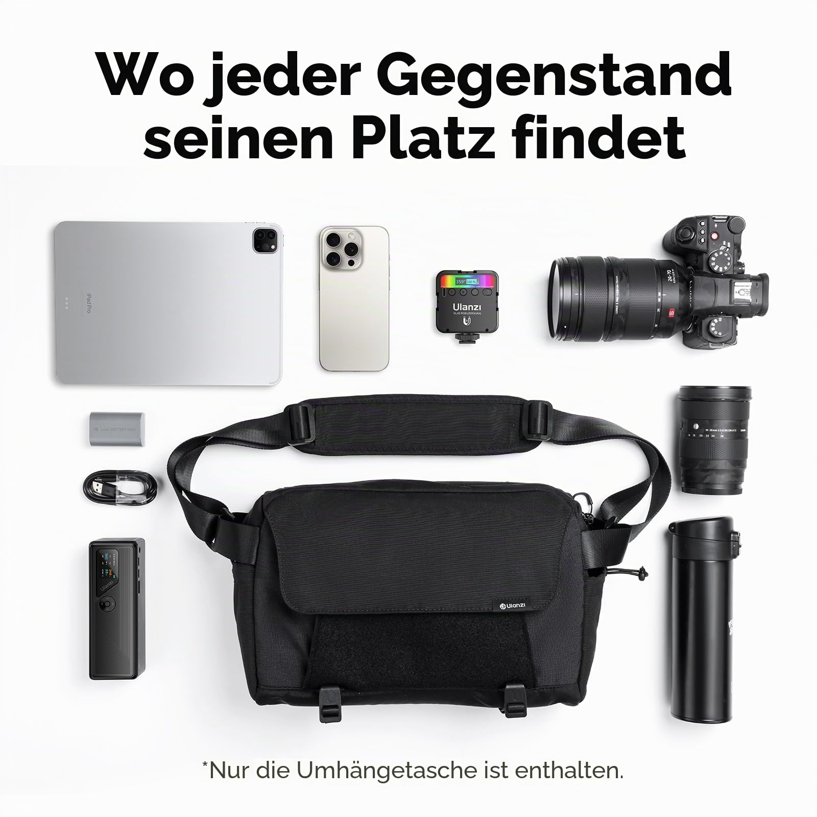 ULANZI 9L Kamera Tasche, DSLR/SLR Kamera Sling Bag mit Stativhalterung, Unisex, Leichte Wasserdichter Kamerarucksack, Fototasche mit Diebstahlschutz kompatibel für Kamera von Sony, Canon, Fujifilm