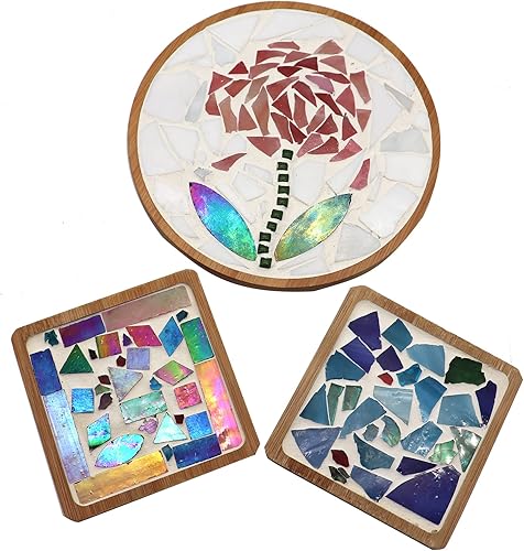 Miniatura 7 de LITMIND Azulejos de mosaico de vidrio irregulares de la serie blanca para manualidades de arte, suministros de fabricación de mosaicos de 9 onzas,