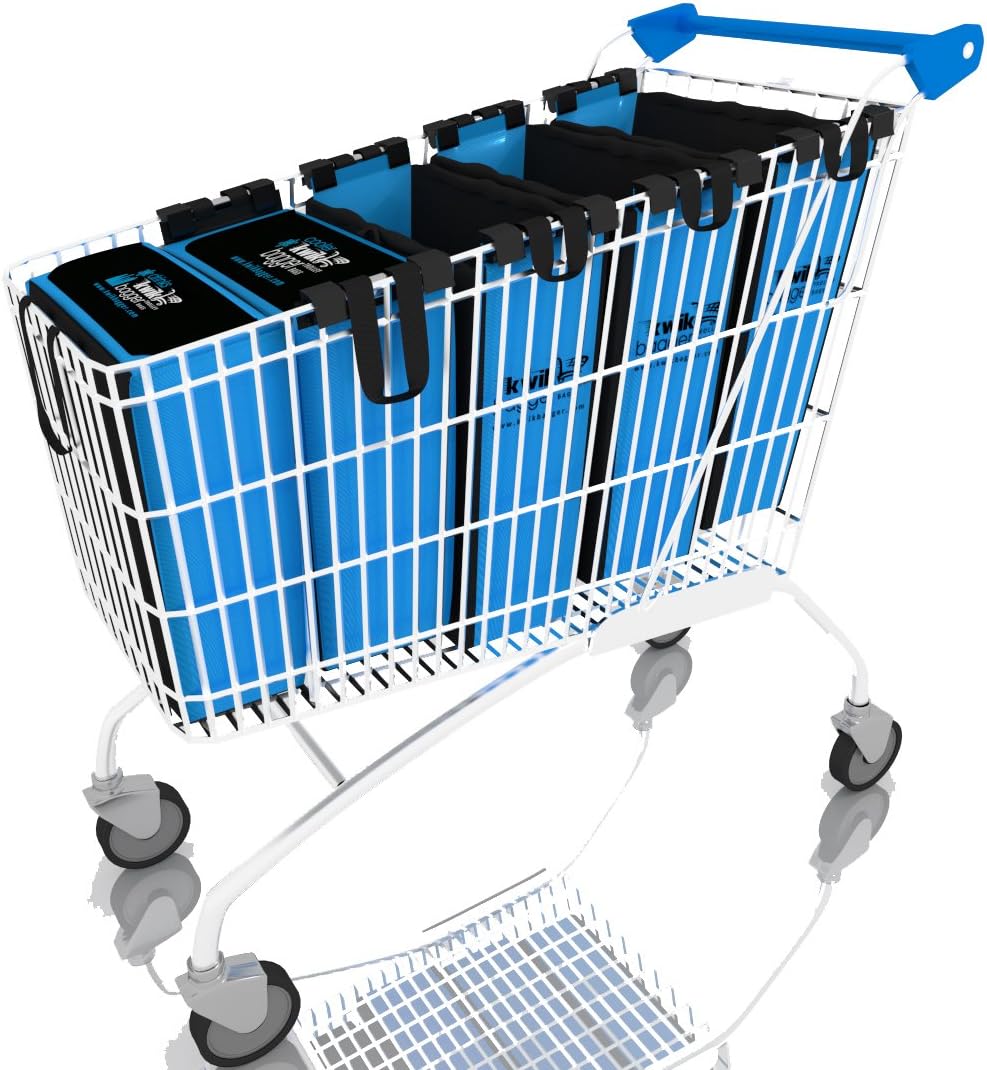 Trolley Bags - Reusable Cooler Supermarket Shopping Bags - by KWIKBAGGER Large Family Trolley Size - 5 Bag Set