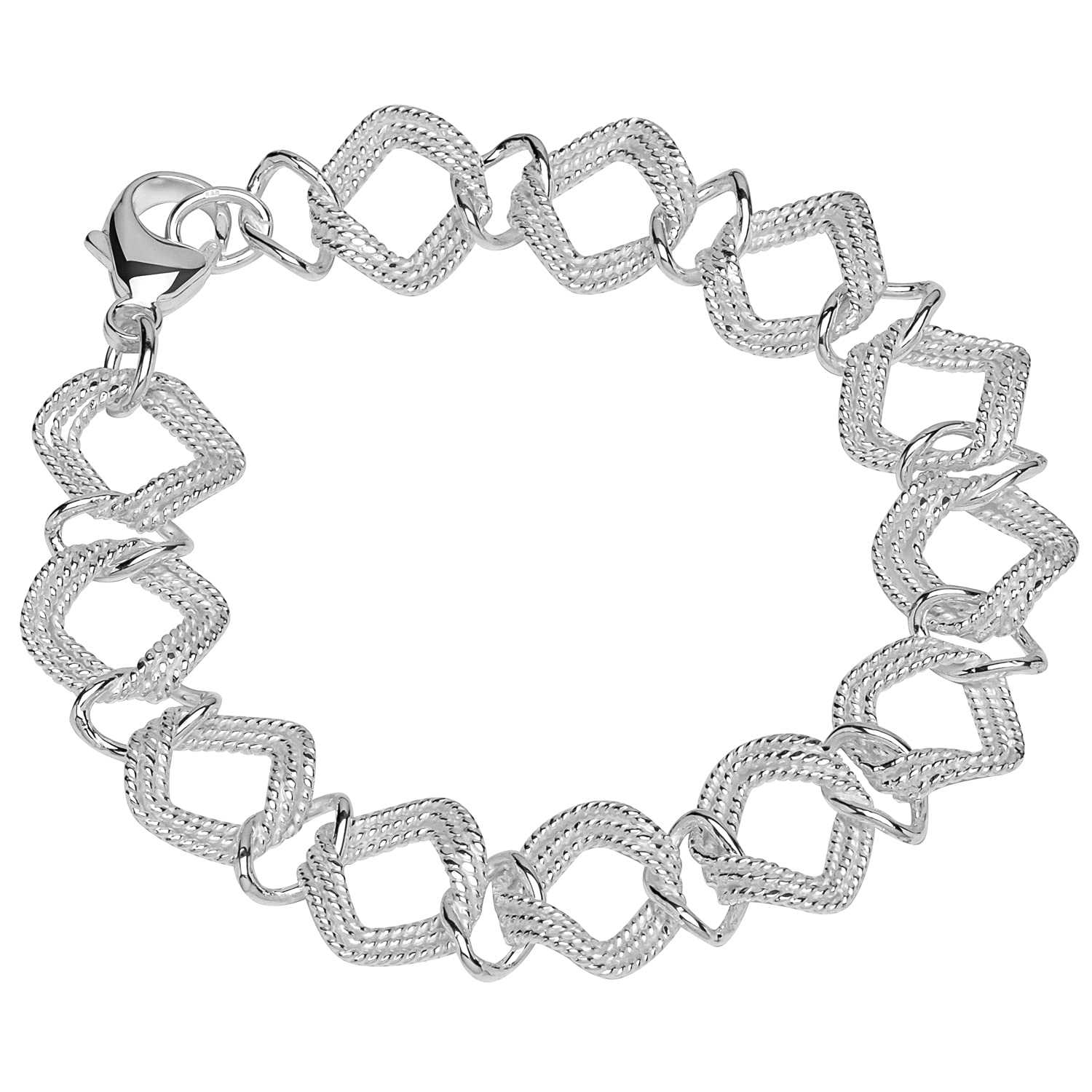 Argento Sterling Pendente Cuore & Perline Catena Cavigliera Bracciale