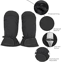 INOGIH Waterproof Windproof Ski Mittens for Men Women - Warm Thick Lining Non-Slip Snow Gloves Winter Outdoor