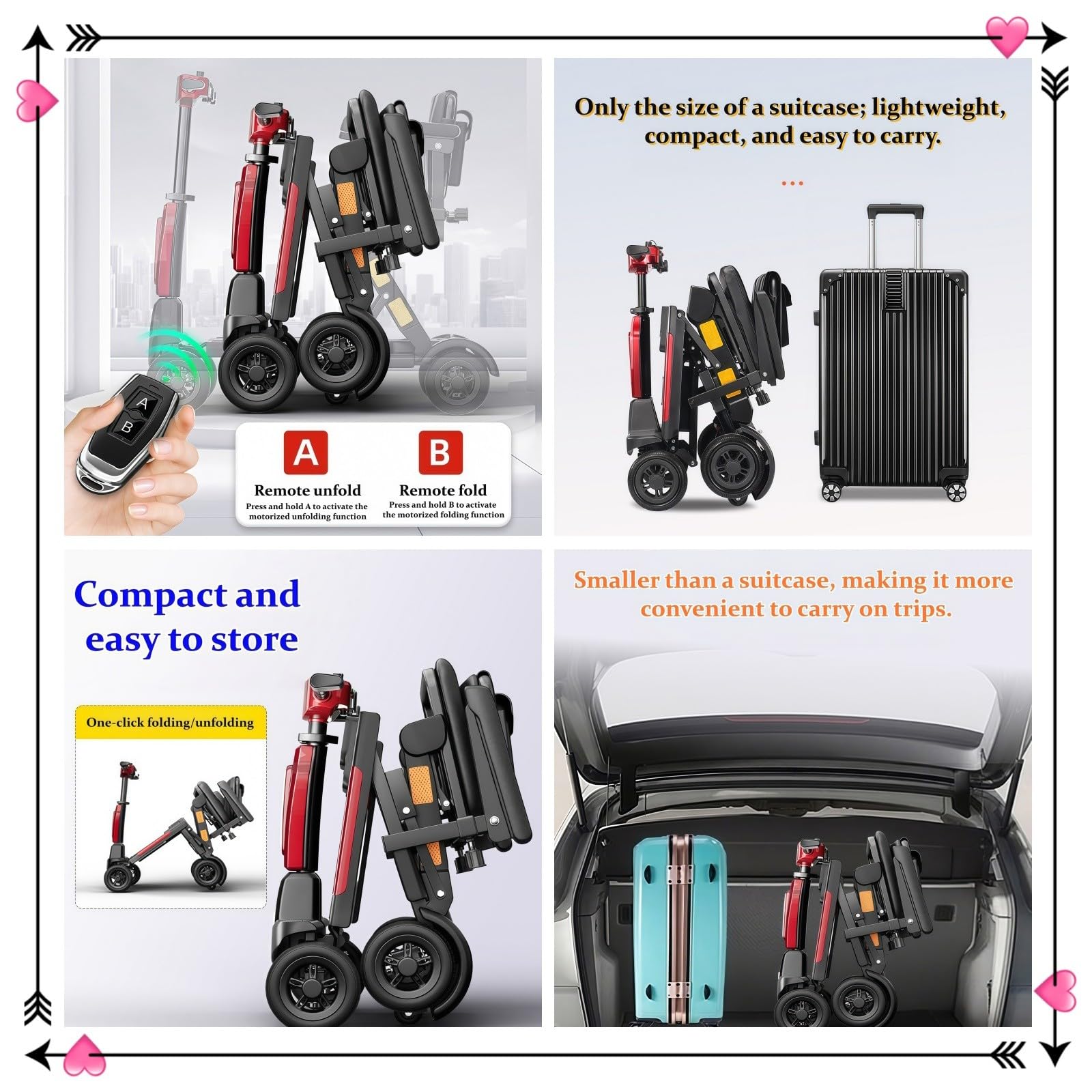 Scooter De Movilidad Plegable Automático,Vehículo Eléctrico De Cuatro Ruedas,Freno Electromagnético,Motor De 180 W,Capacidad De Carga Máxima 120 Kg,Para Todo Terreno. Manual folding,10A