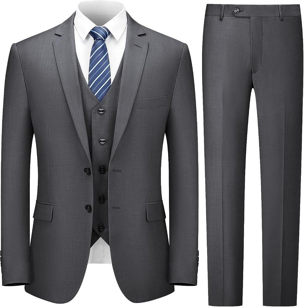 Conjunto de traje de 3 piezas para hombre, trajes ajustados de 2 botones para hombre, chaqueta de esmoquin para fiesta de boda, chaleco, pantalones y corbata