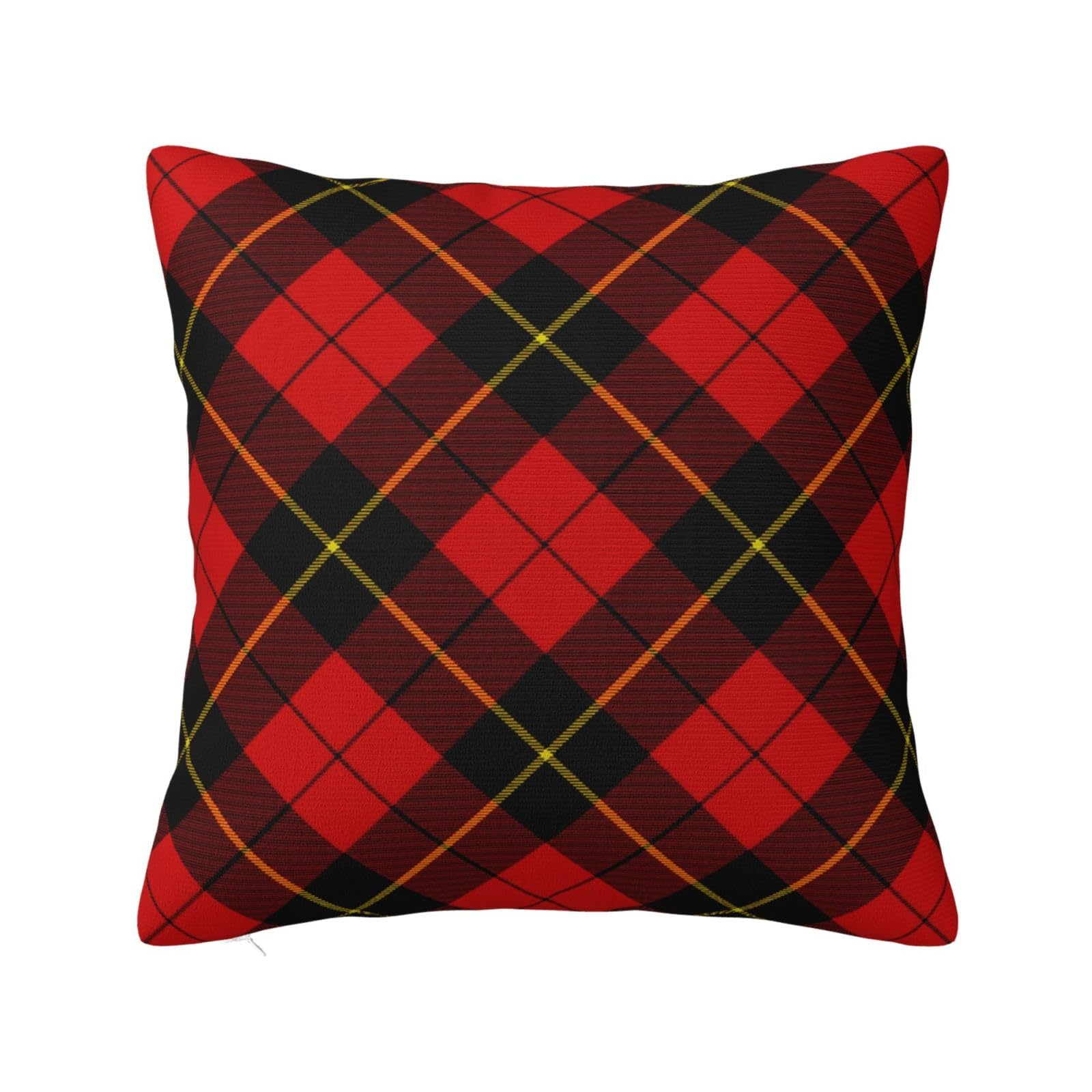 Wallace Tartan Red Black Plaid Pillowcase 22"x22"