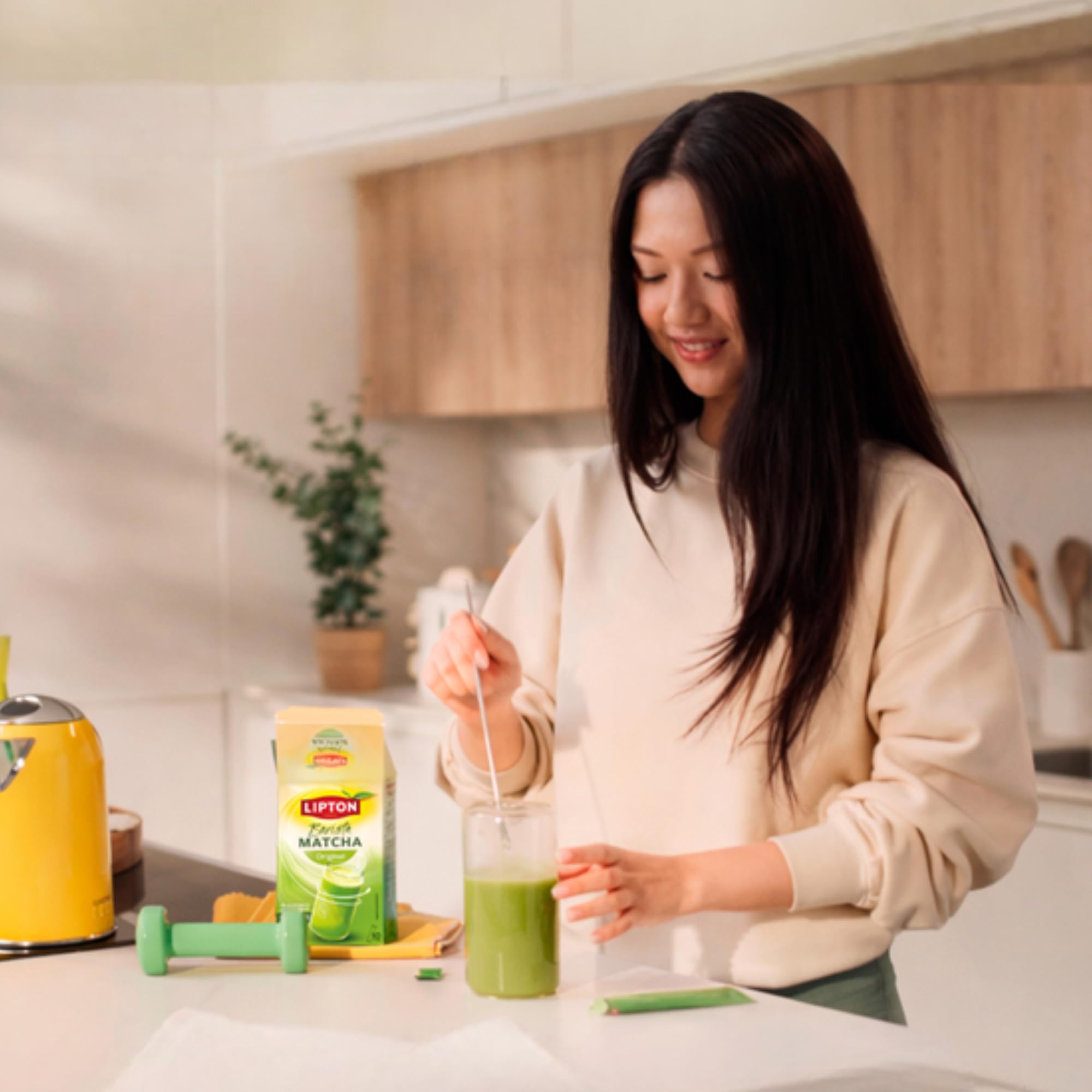 Lipton Matcha Latte Original con Avena Sin Azúcar 6 Sticks