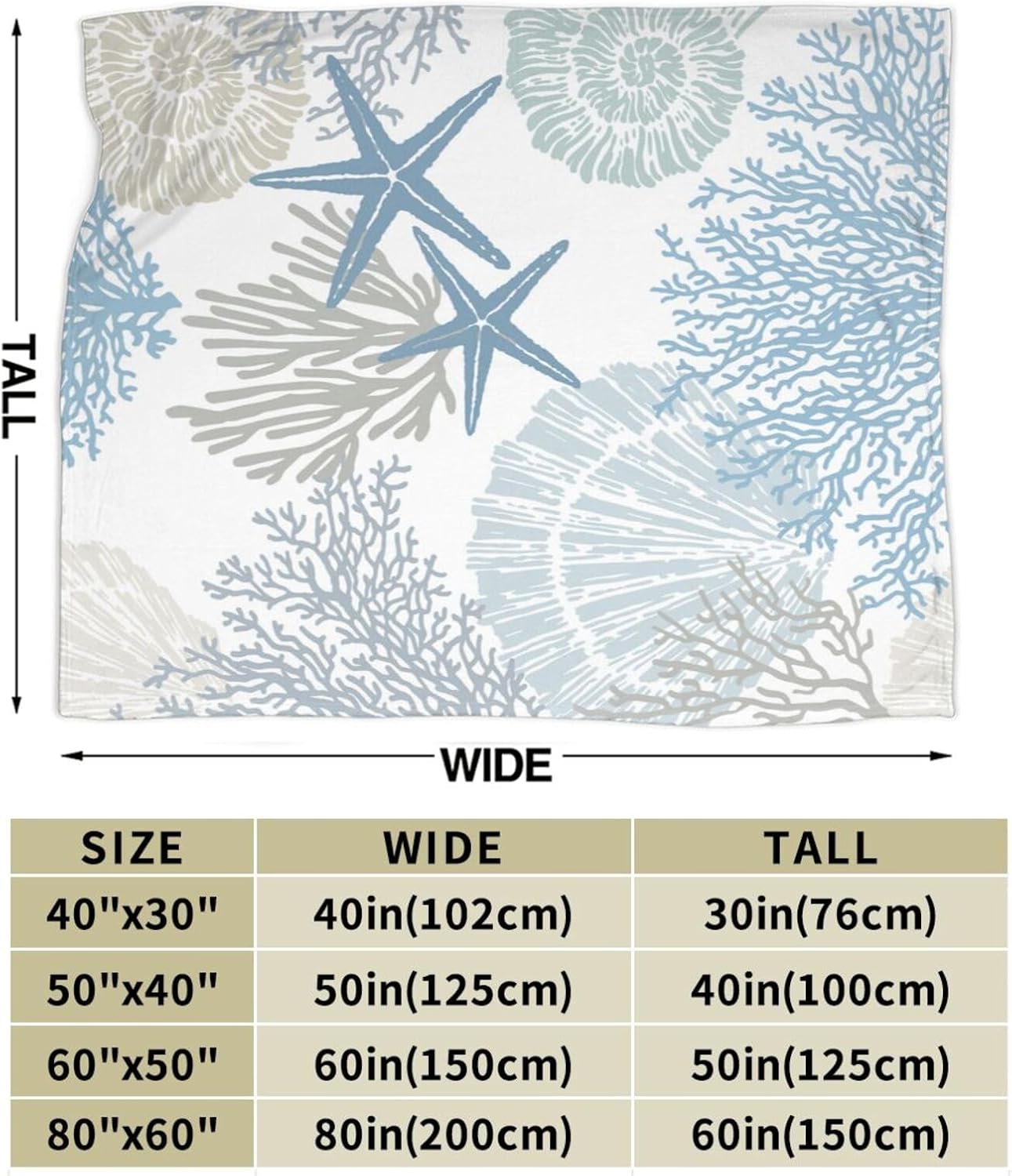 Ocean Coral Beach Nautical Coastal Blanket Soft Comfy Flannel Throw Blankets Warm Bed Throws Plush for Couch Sofa Camping Office Travel Home Bedroom Decor Girls Boys Kids Gifts 50"X40" - Image 5