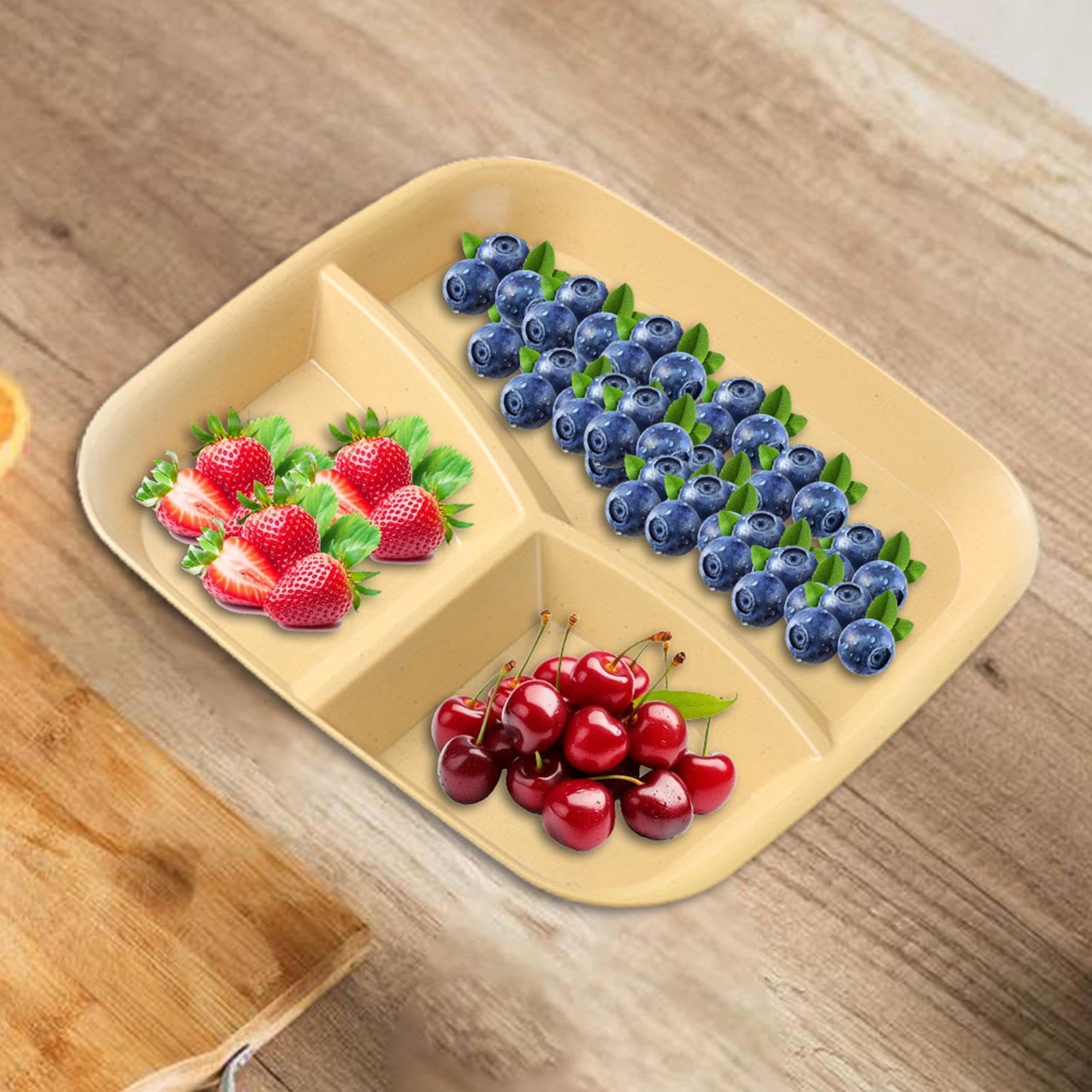 Assiettes à Compartiments pour Adultes Plateau de Service 3 Compartments