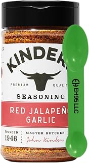 Kinders Premium Red Jalapeno Garlic Seasoning 7.7 oz - 2 in 1 Measuring Spoon Included