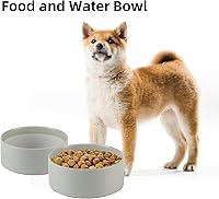 Vista 4 de Ceramic 6.1inch Non-Slip Dog Food and Water Bowl for Small & Medium Breed Dogs,Pet Bowl for Replacement, Protects Cervical Spine (Grey)