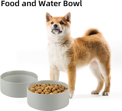 Miniatura 4 de Ceramic 6.1inch Non-Slip Dog Food and Water Bowl for Small & Medium Breed Dogs,Pet Bowl for Replacement, Protects Cervical Spine (Grey)