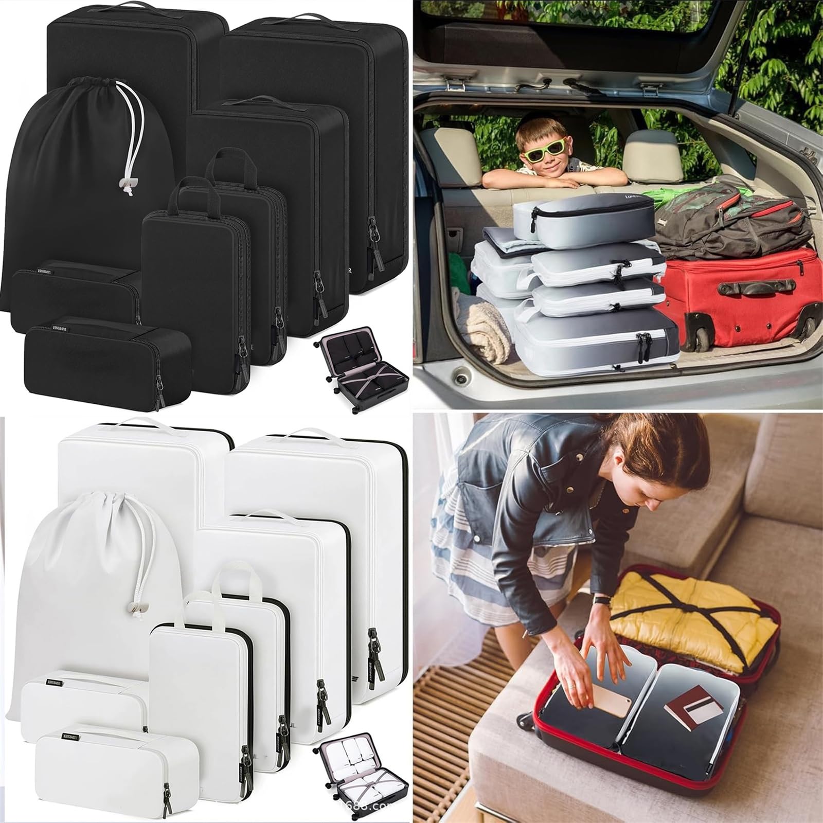 Cubi da viaggio da 10 Organizzatori bagagli espandibili Borse per riporre facilmente i vestiti e gestire le valigie Cubi da viaggio in poliestere