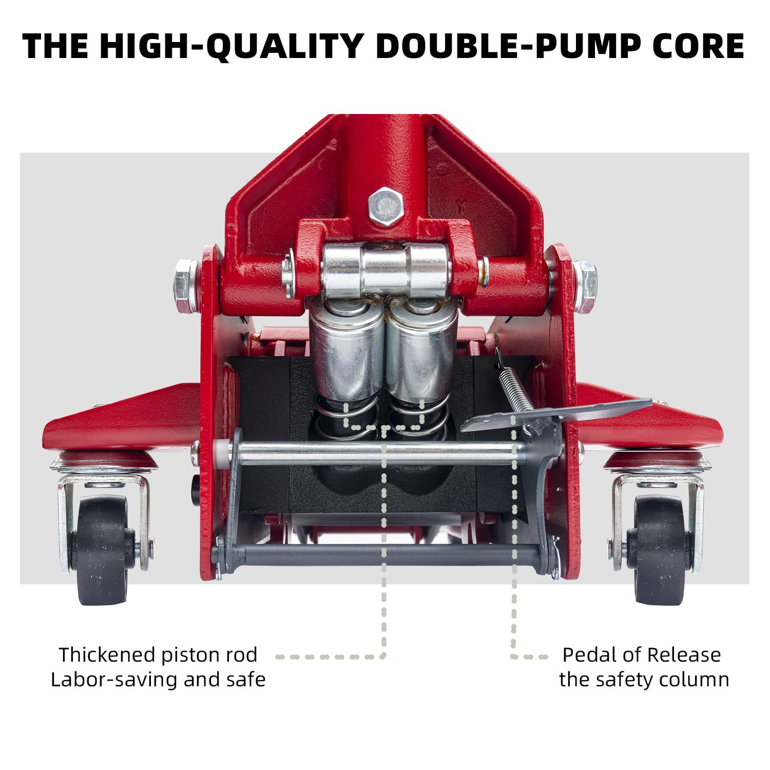 Hydraulischer Wagenheber 3,5T (3500 kg) 3,5 Ton Automatisch verriegeln nach dem Heben für doppelte Sicherheit 2-in-1 Hydraulikheber